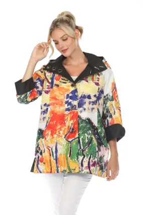 Abstract Garden Print Reversible Rain Coat