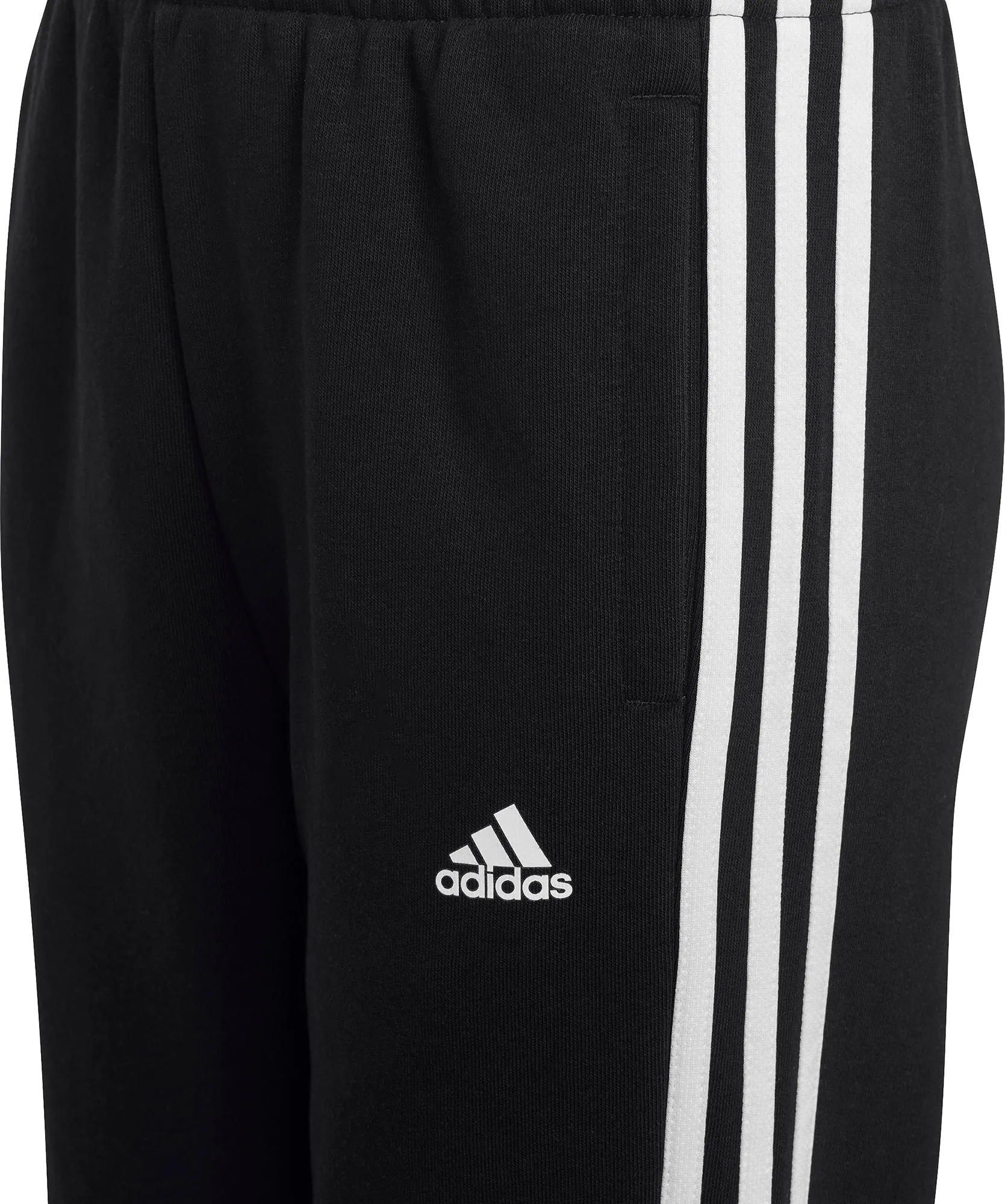 adidas Essentials 3 Stripes Junior Fleece Joggers - Black