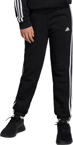 adidas Essentials 3 Stripes Junior Fleece Joggers - Black