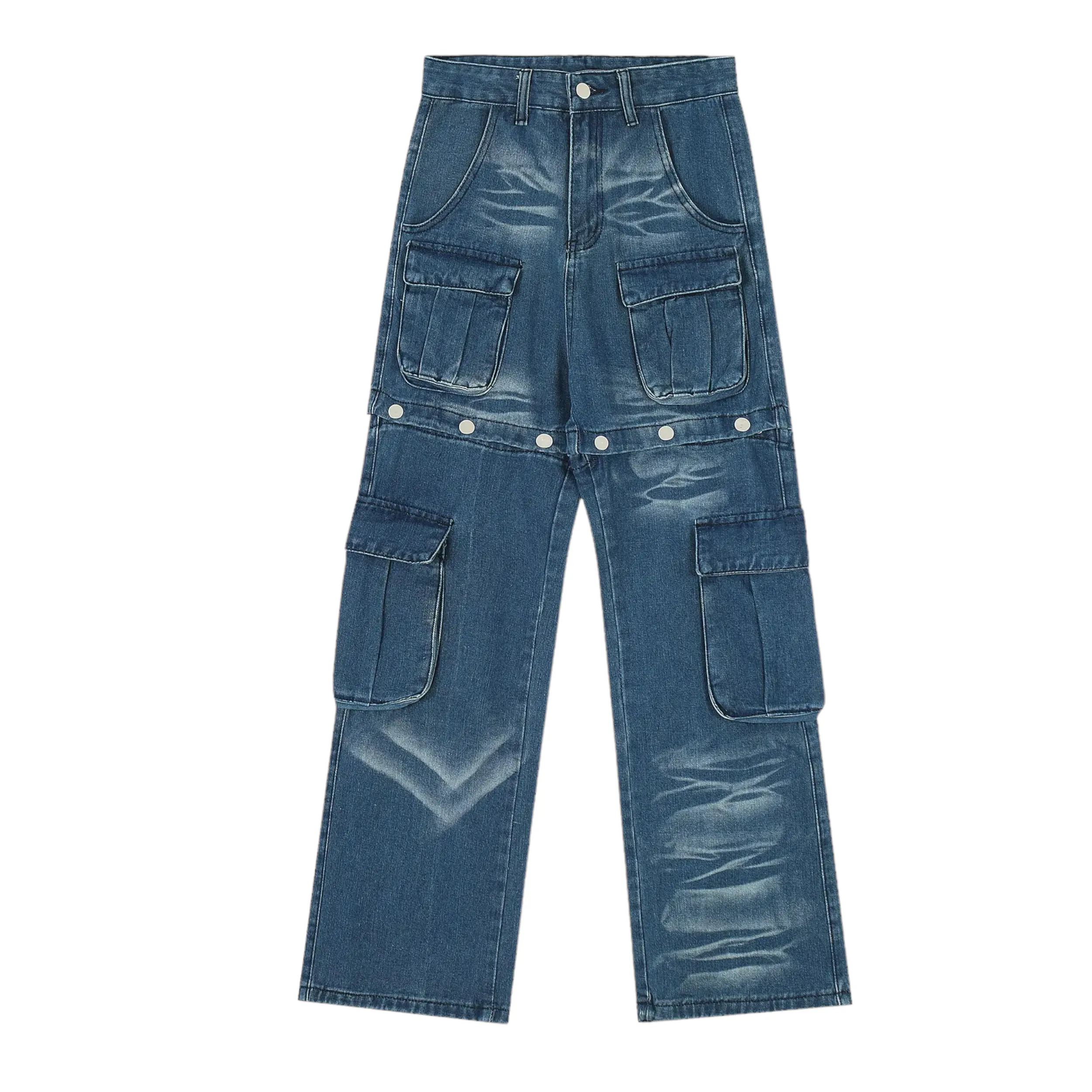 Baggy fit convertible cargo jeans and jean shorts