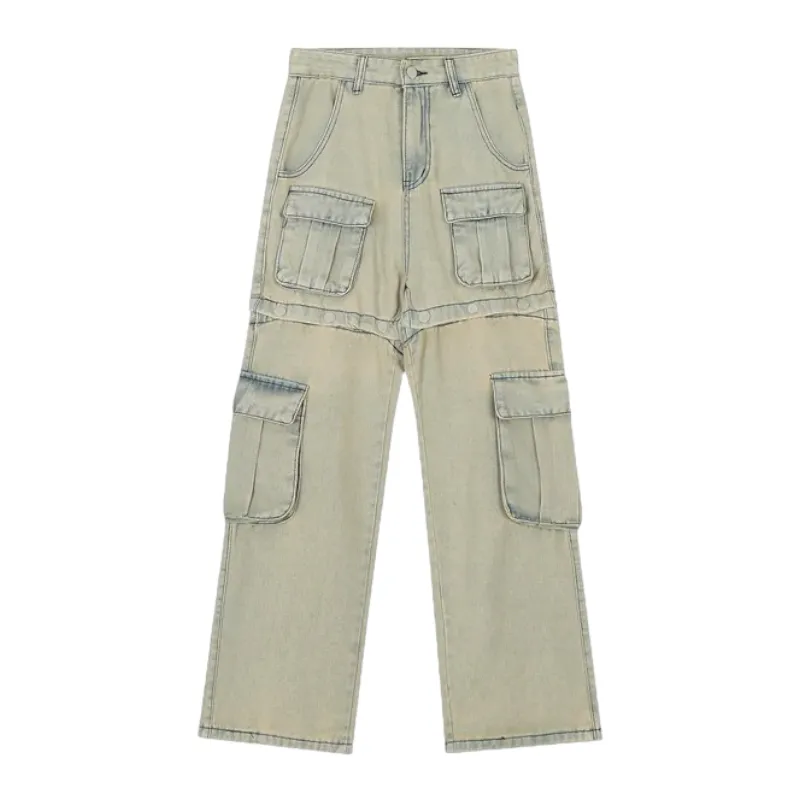 Baggy fit convertible cargo jeans and jean shorts