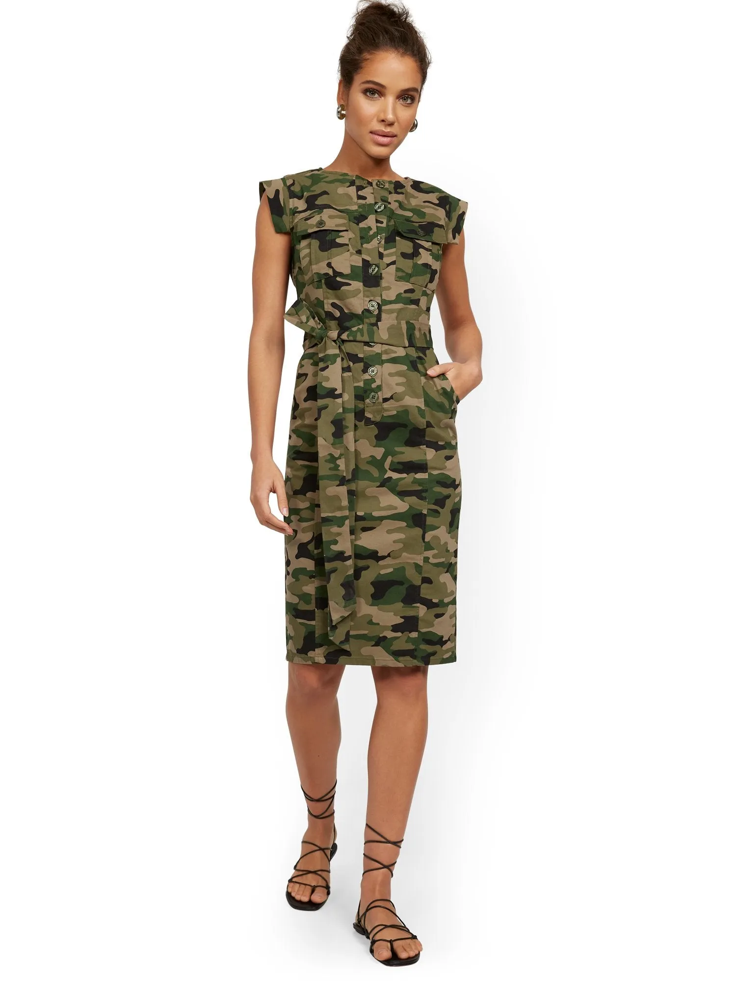 Camo-Print Utility Dress