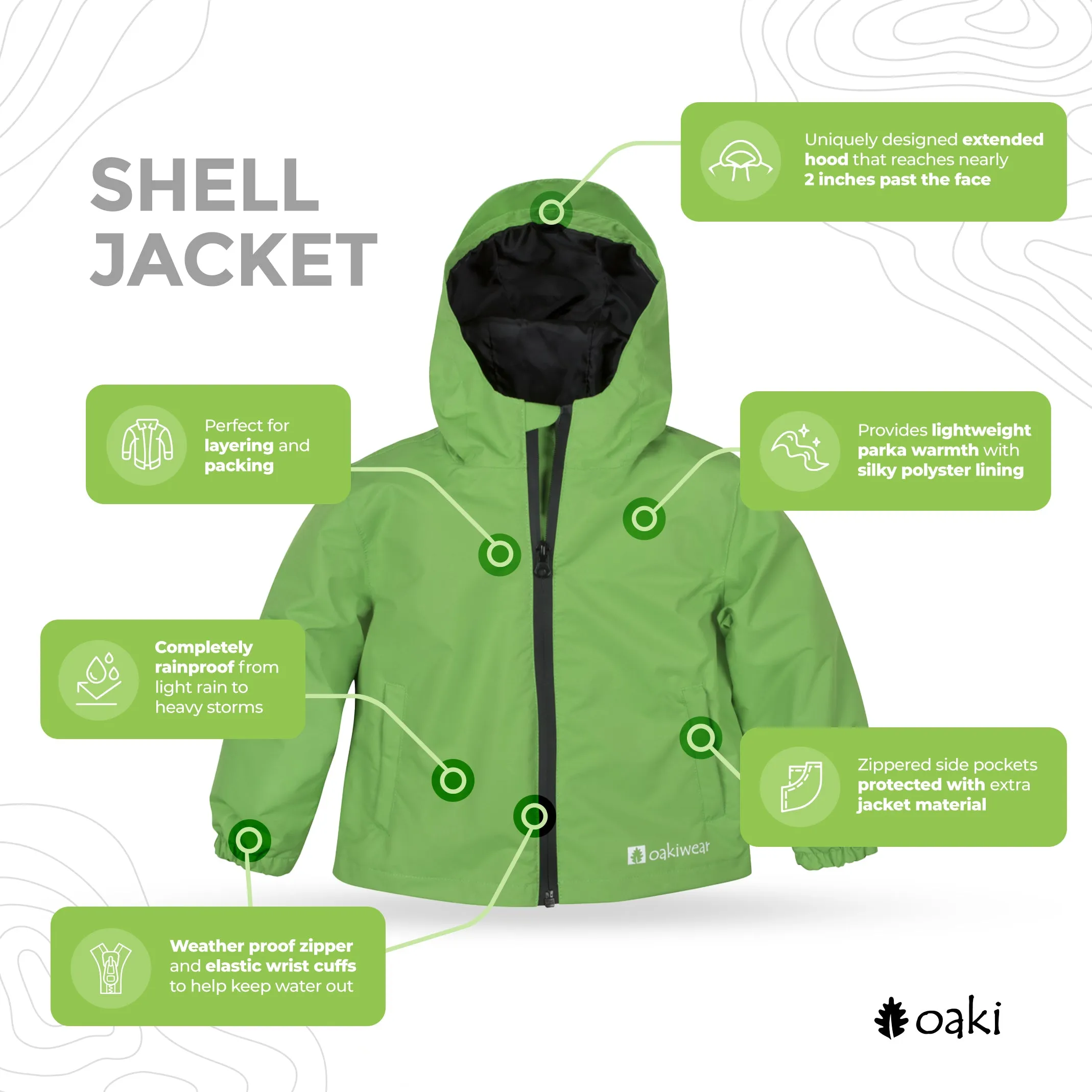 Children's Waterproof Shell Jacket, Valley Green