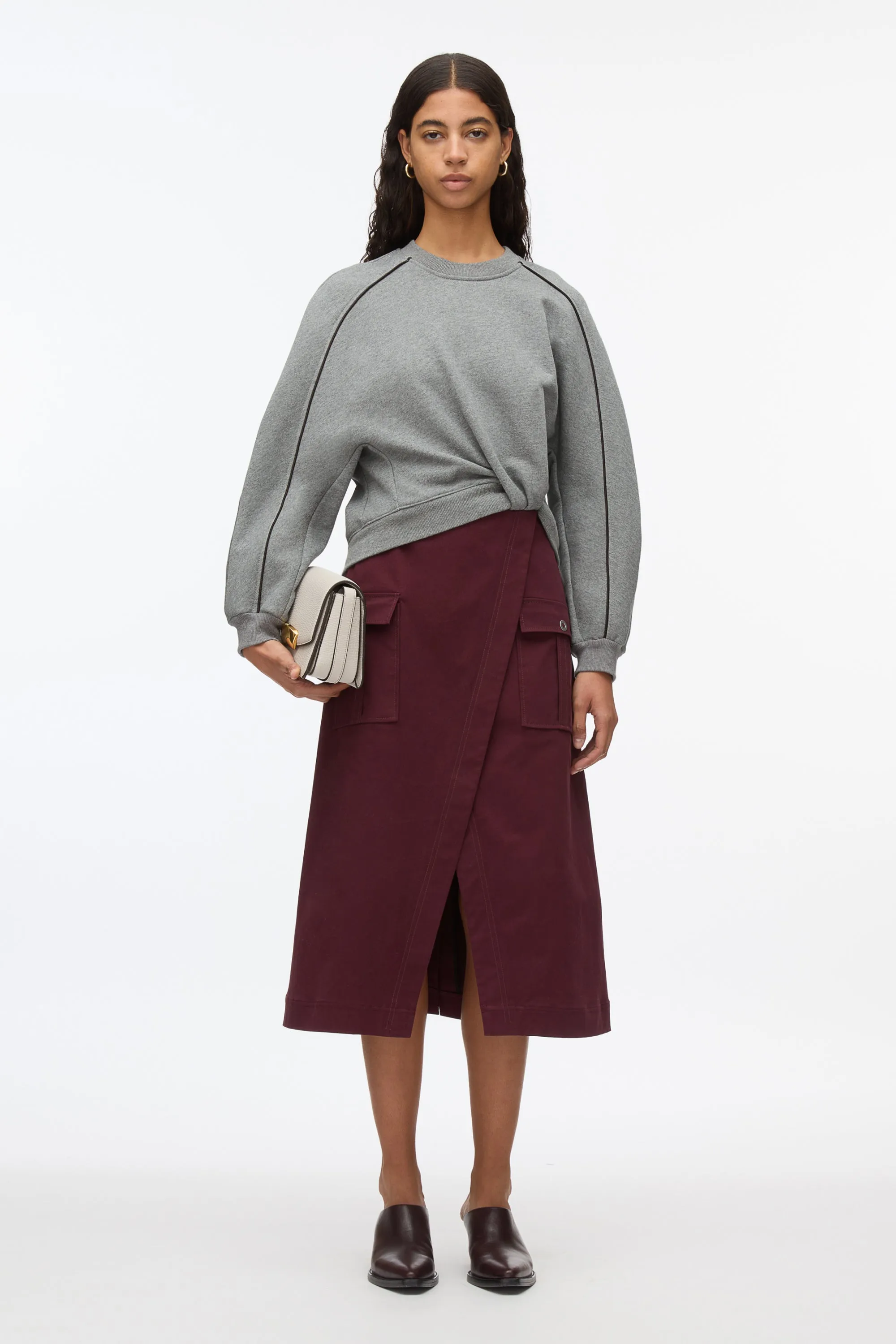 Draped Sweatshirt Utility Dress