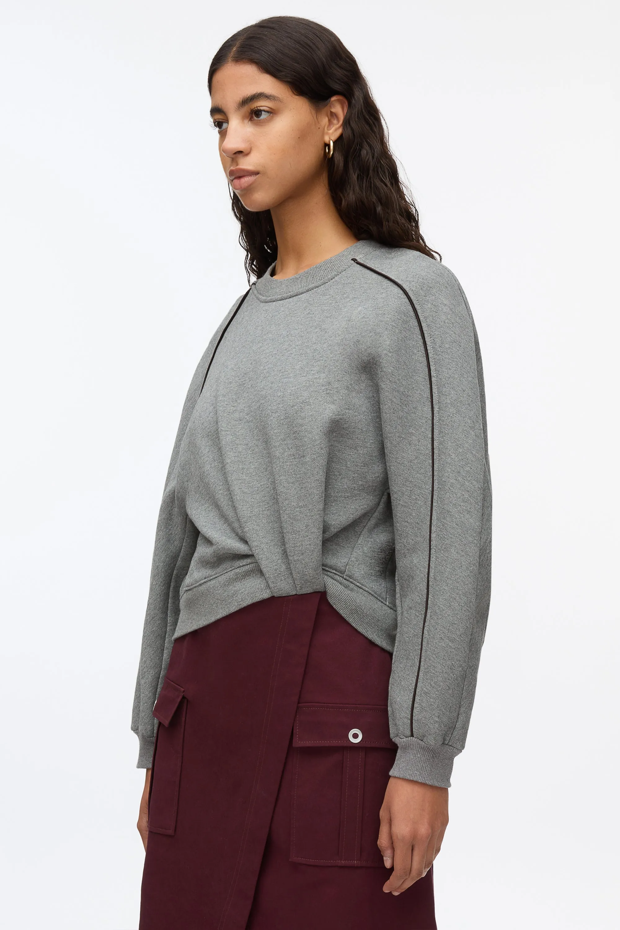 Draped Sweatshirt Utility Dress