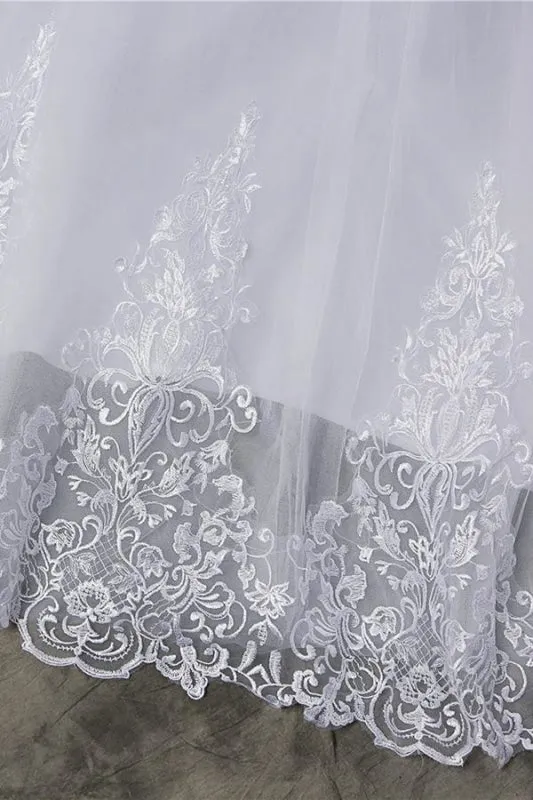 Elegant Appliques Lace Tulle A-line Wedding Dress