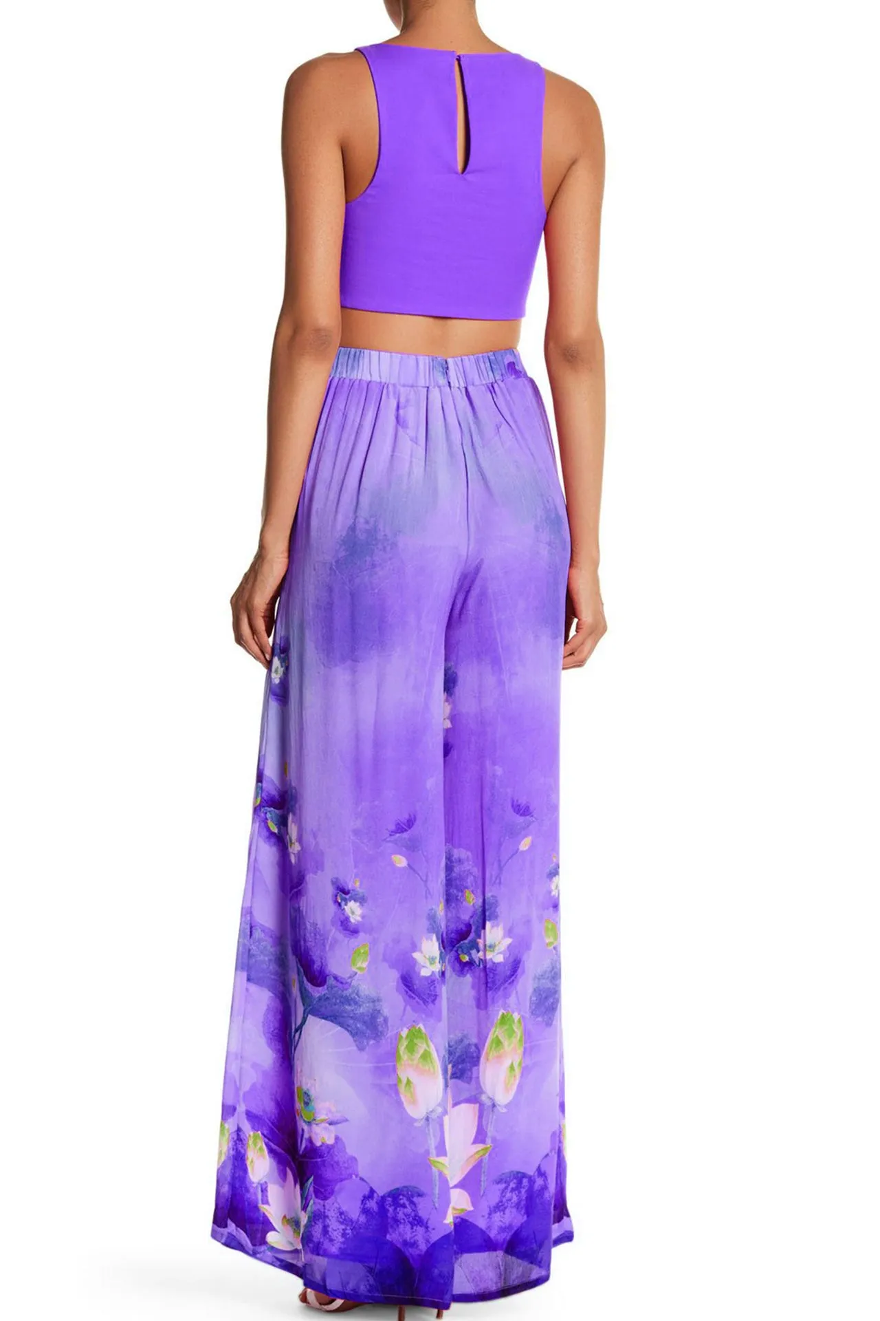 Floral Wide Leg Pants in Purple