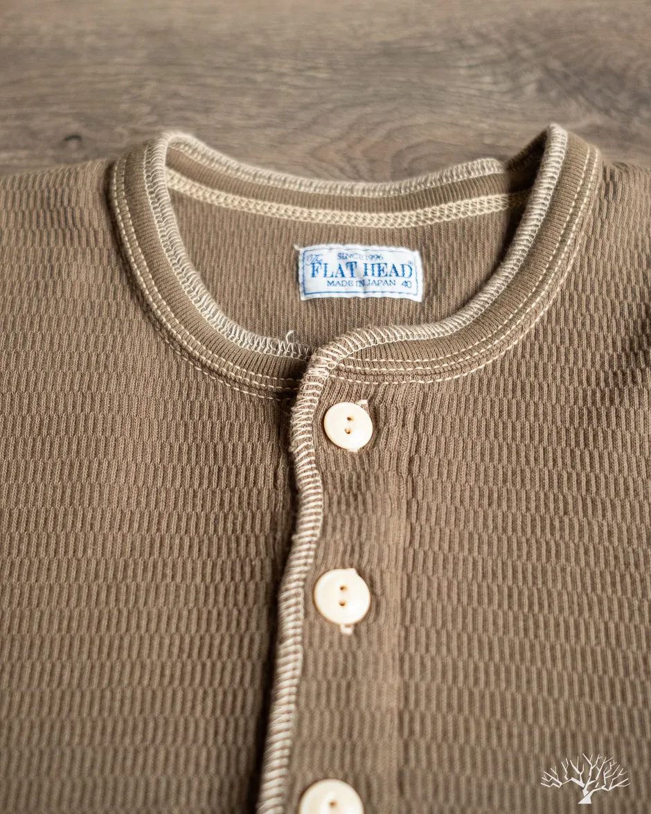 FN-THLH-004 - Waffle Knit Henley Thermal - Olive