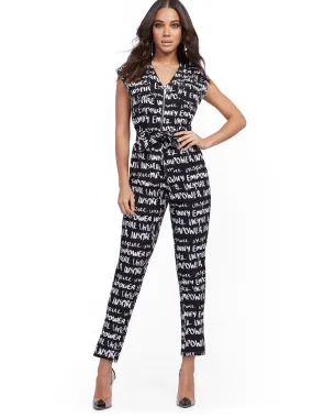 Graffiti-Print Utility Jumpsuit