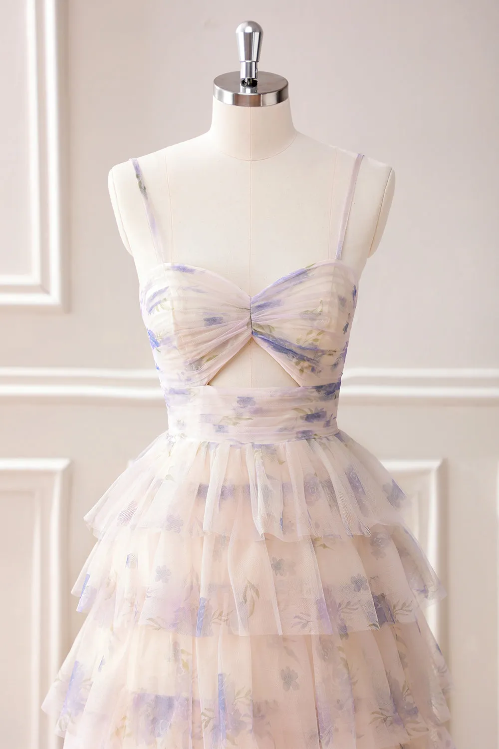 Lavender Flower Tiered Princess Maxi Dress