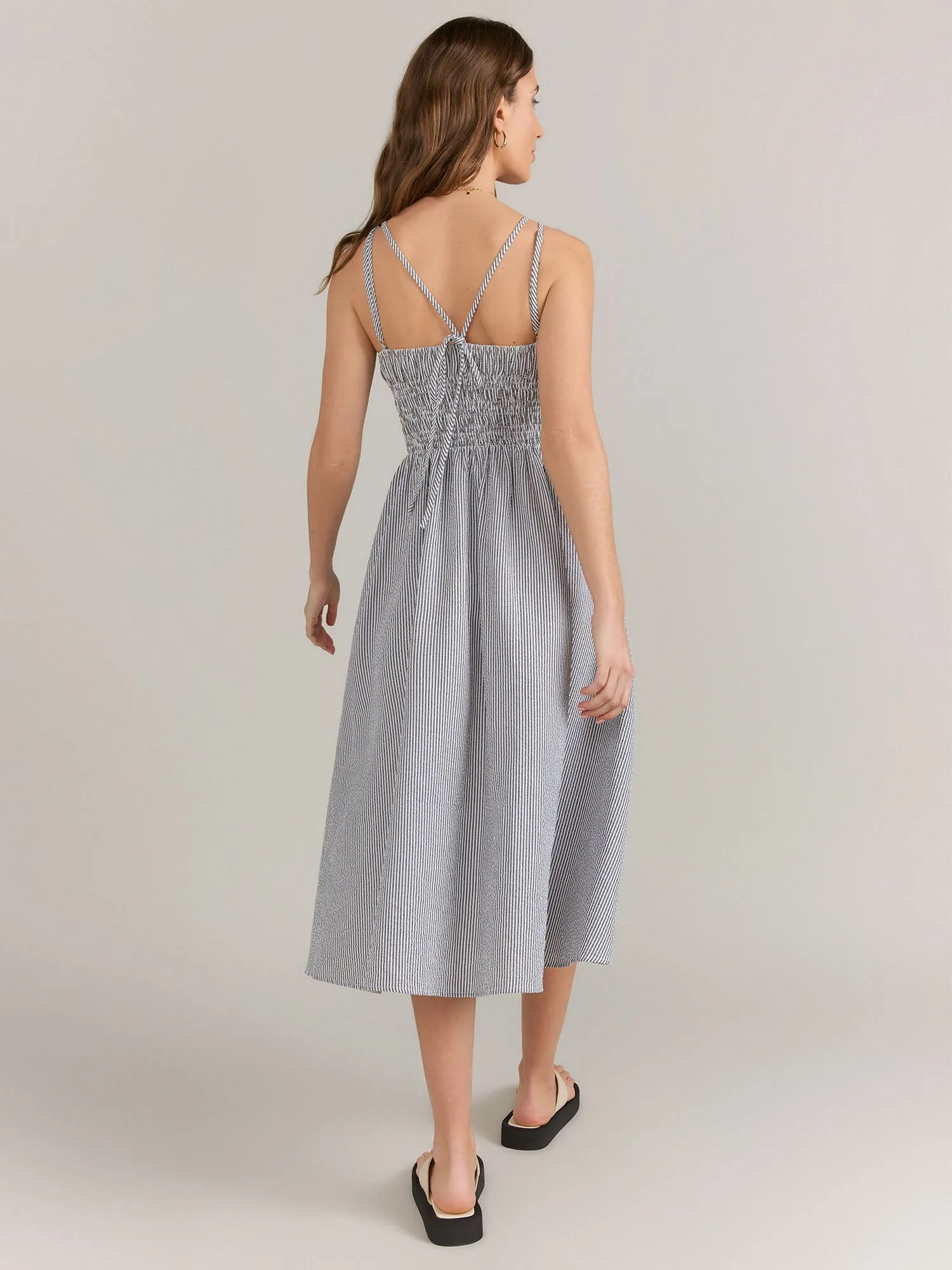 Lena Sleeveless Seersucker Midi Dress - Brands We Love