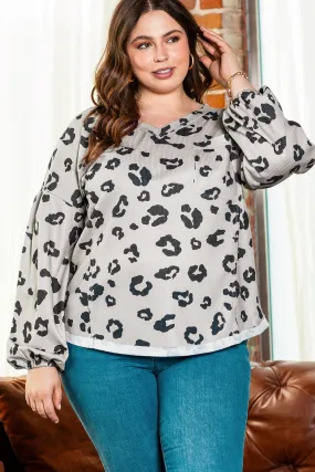 Leopard Thermal Knit Plus Size Top