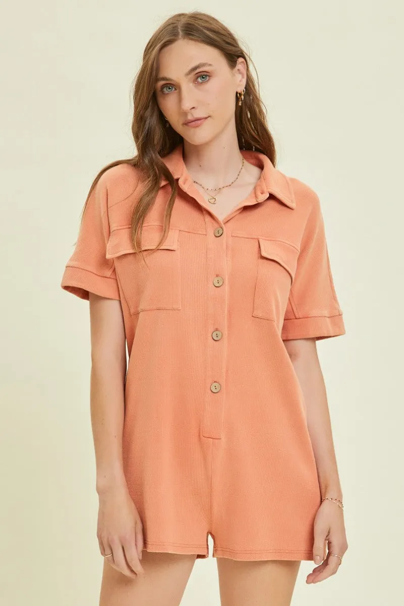 Marybeth Stretchy Mineral Washed Utility Romper *FINAL SALE*