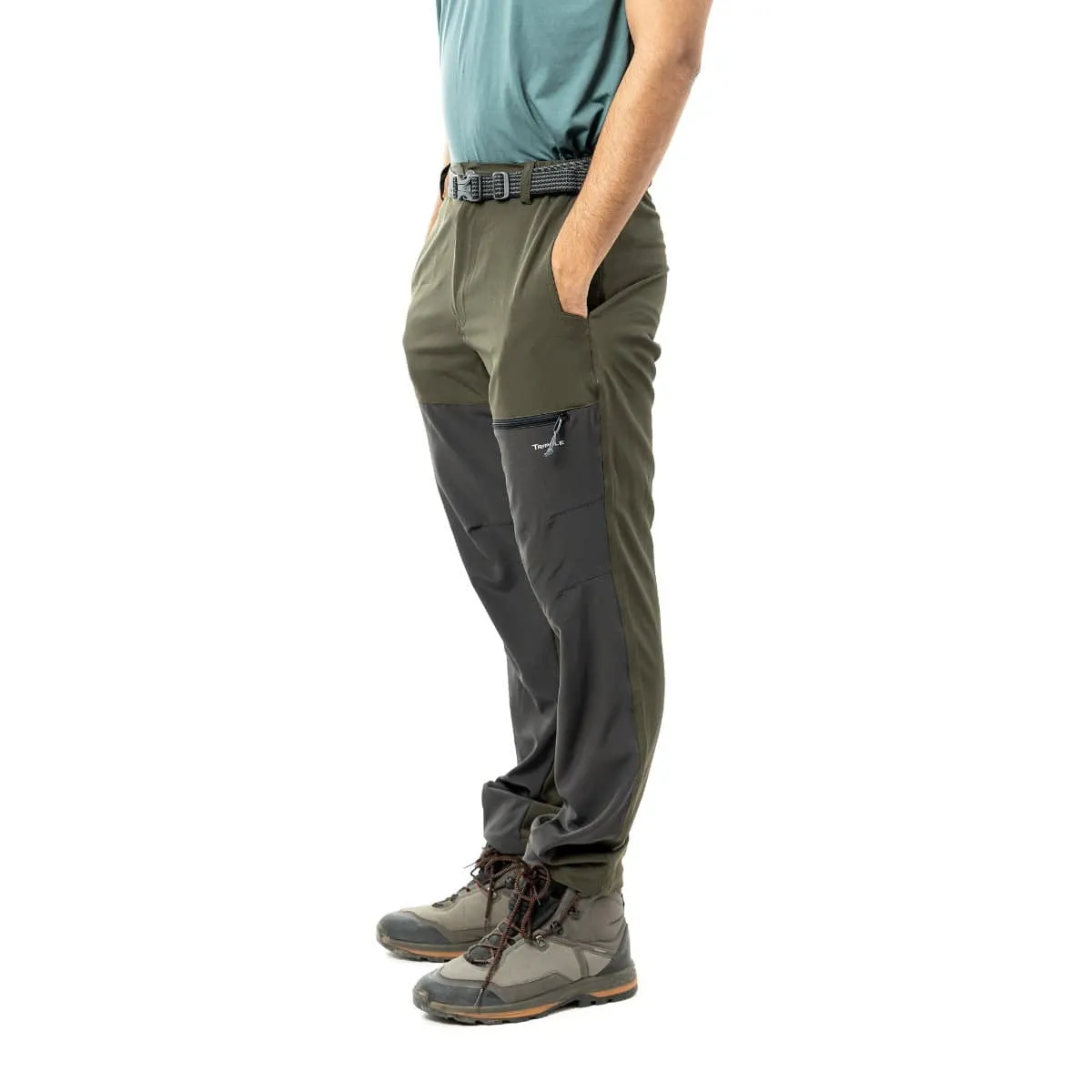 Men's Trekking and Hiking Pants - Green & Grey