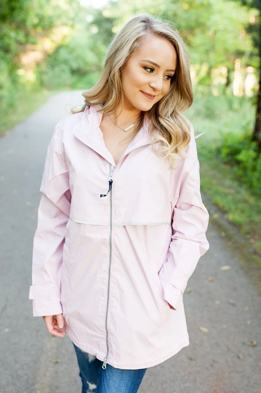 Monogrammed New Englander Rain Jacket Pink