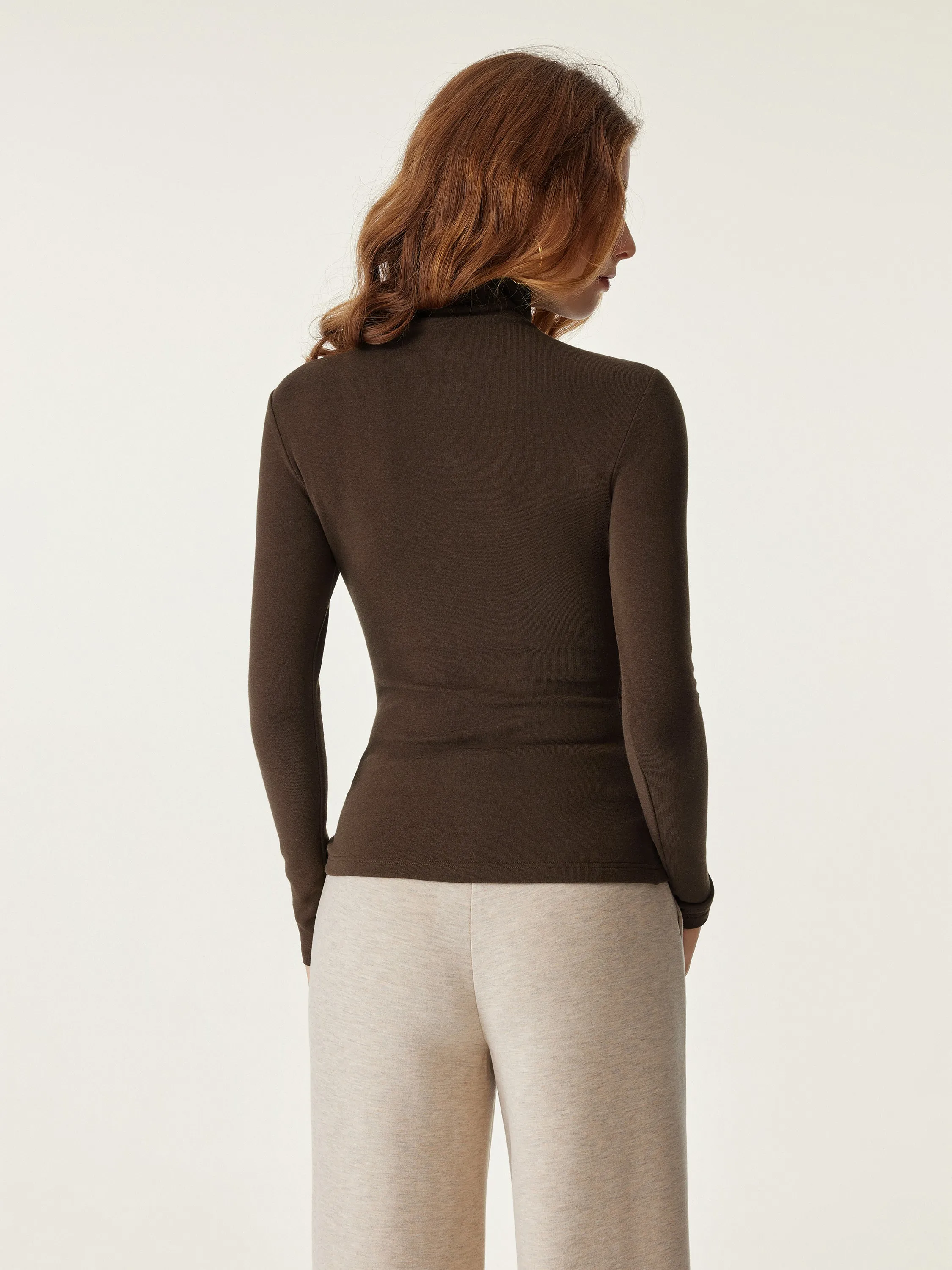 Pin-Tuck Mockneck Thermal Top