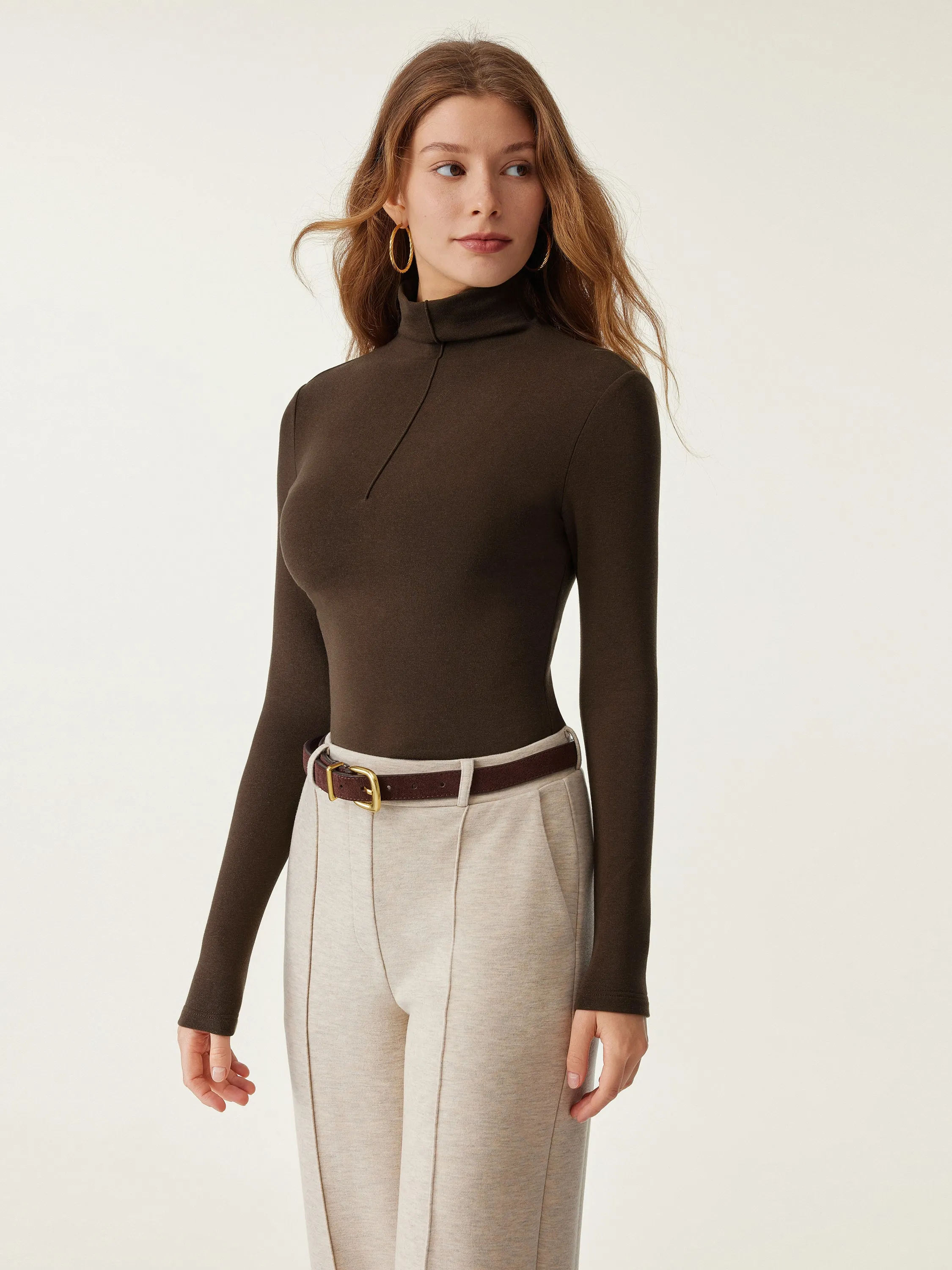 Pin-Tuck Mockneck Thermal Top