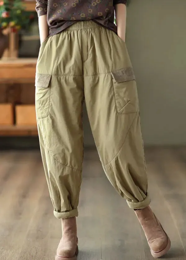 Pockets Patchwork Fleece Harem Pants