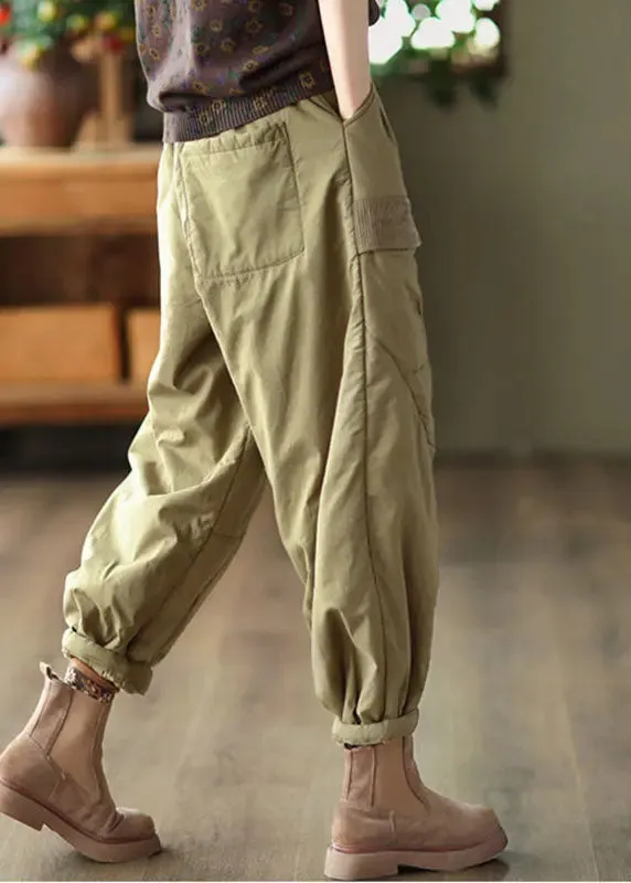 Pockets Patchwork Fleece Harem Pants