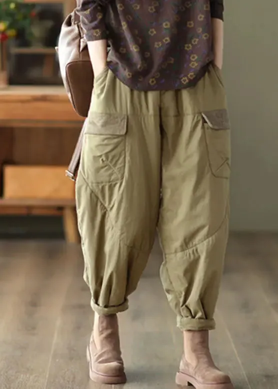 Pockets Patchwork Fleece Harem Pants