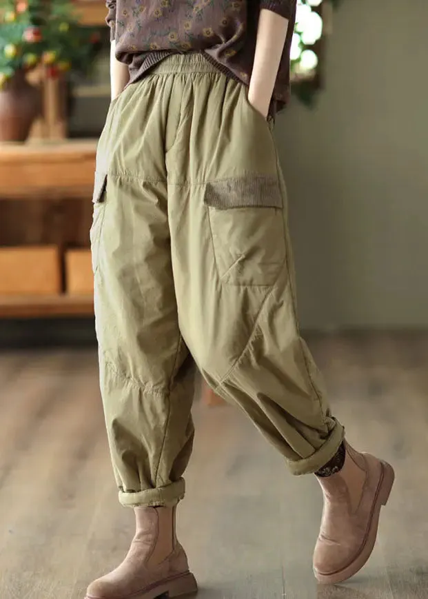 Pockets Patchwork Fleece Harem Pants