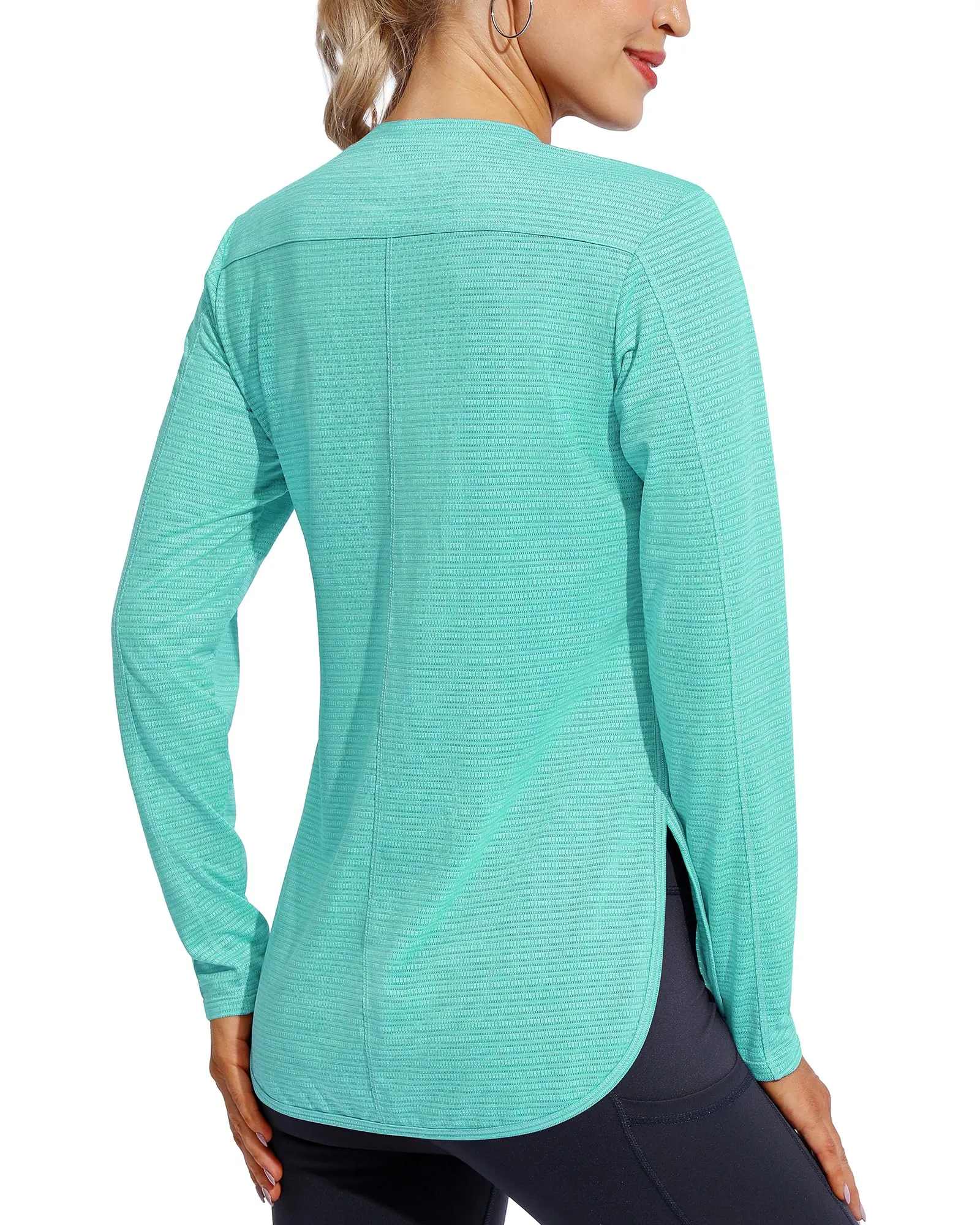 Quick Dry Scoop Neck UV Long Sleeve Workout Tops