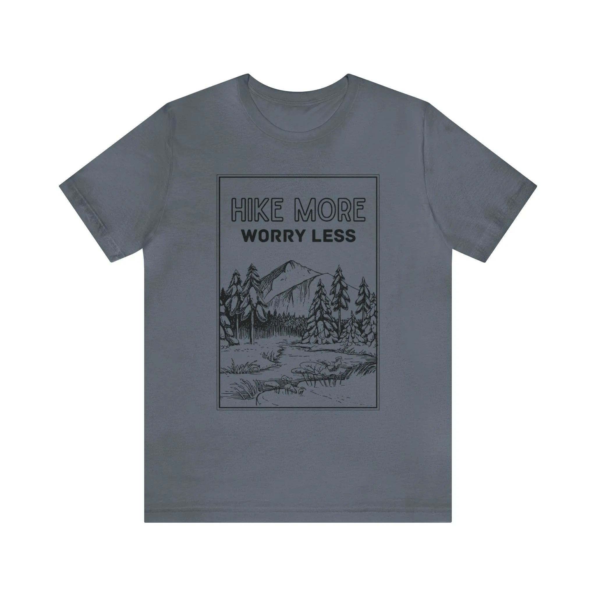 "Hike More Worry Less" Mountain Illustration 100% Cotton T-Shirt