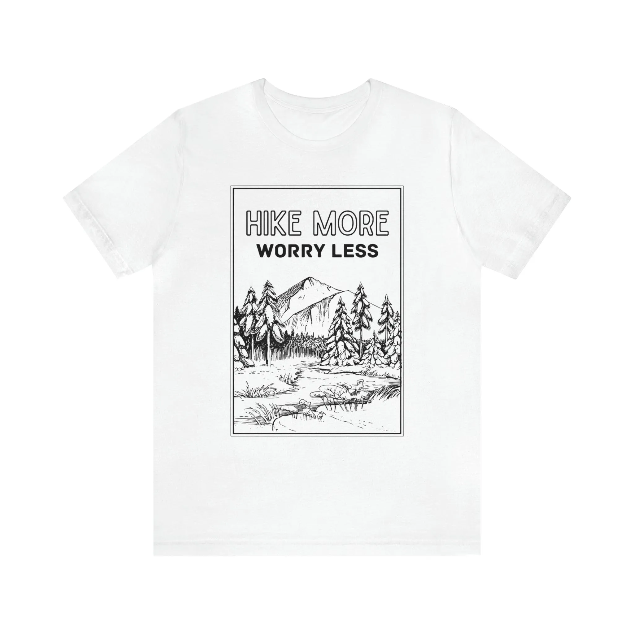 "Hike More Worry Less" Mountain Illustration 100% Cotton T-Shirt