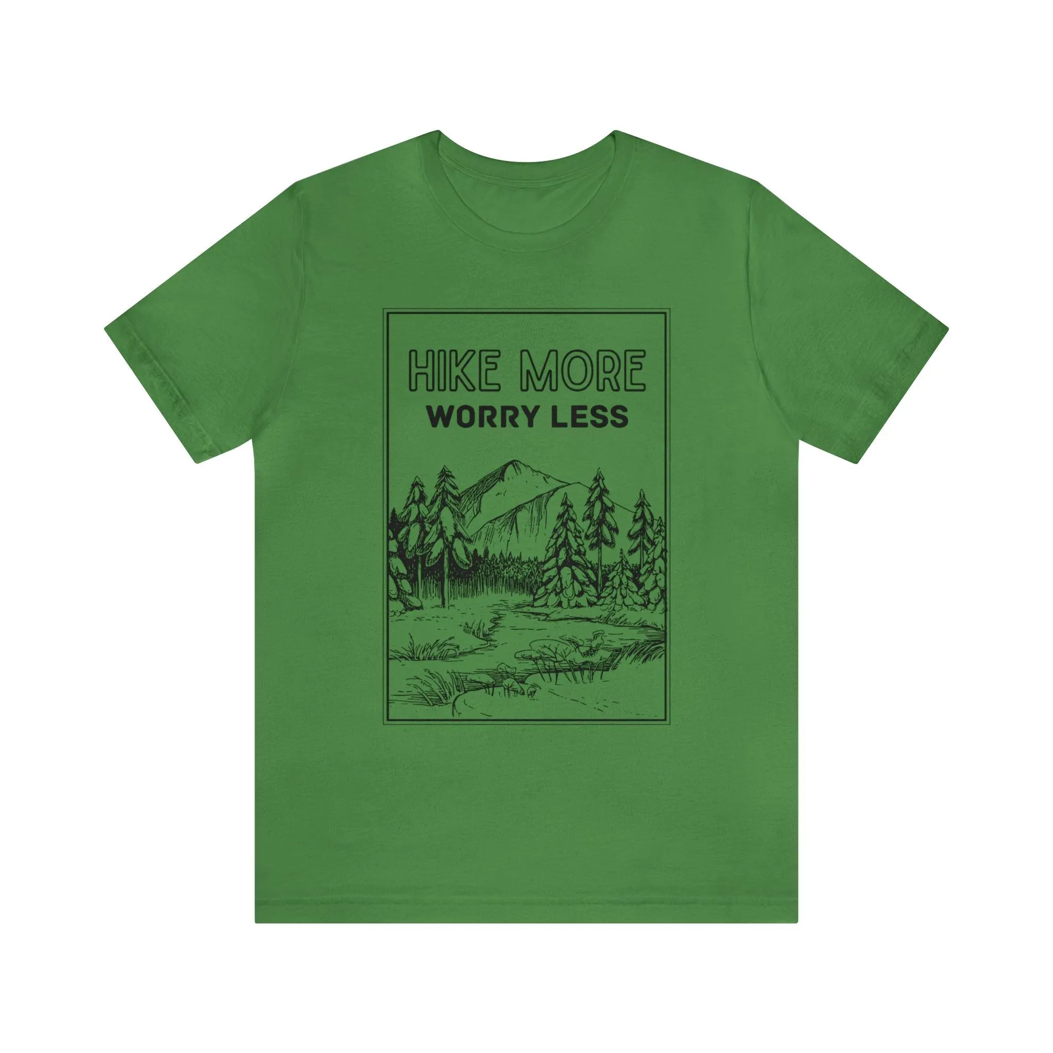 "Hike More Worry Less" Mountain Illustration 100% Cotton T-Shirt