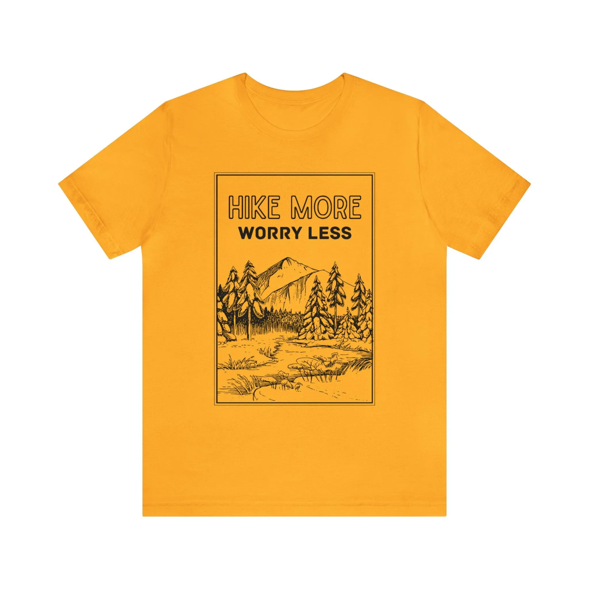 "Hike More Worry Less" Mountain Illustration 100% Cotton T-Shirt