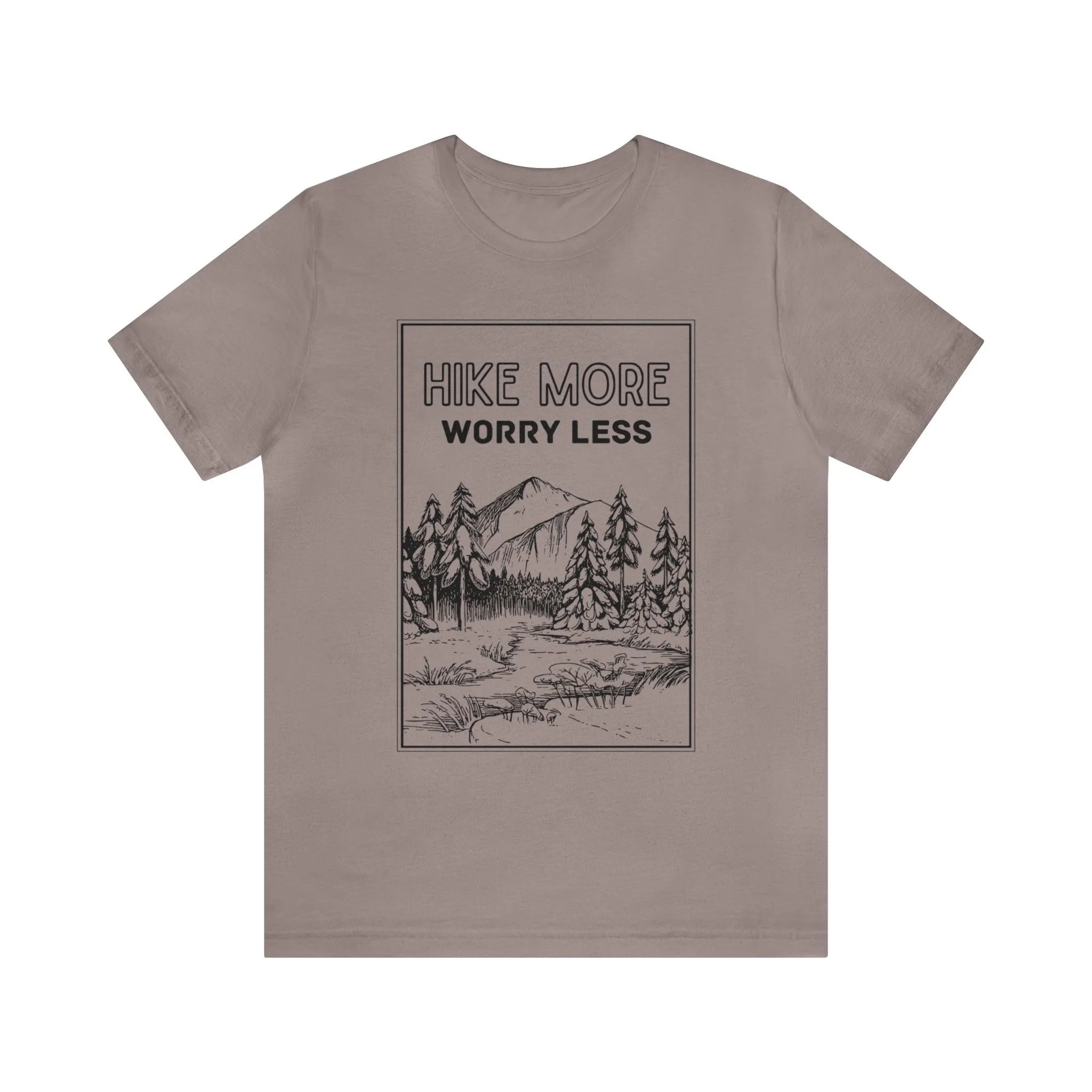 "Hike More Worry Less" Mountain Illustration 100% Cotton T-Shirt