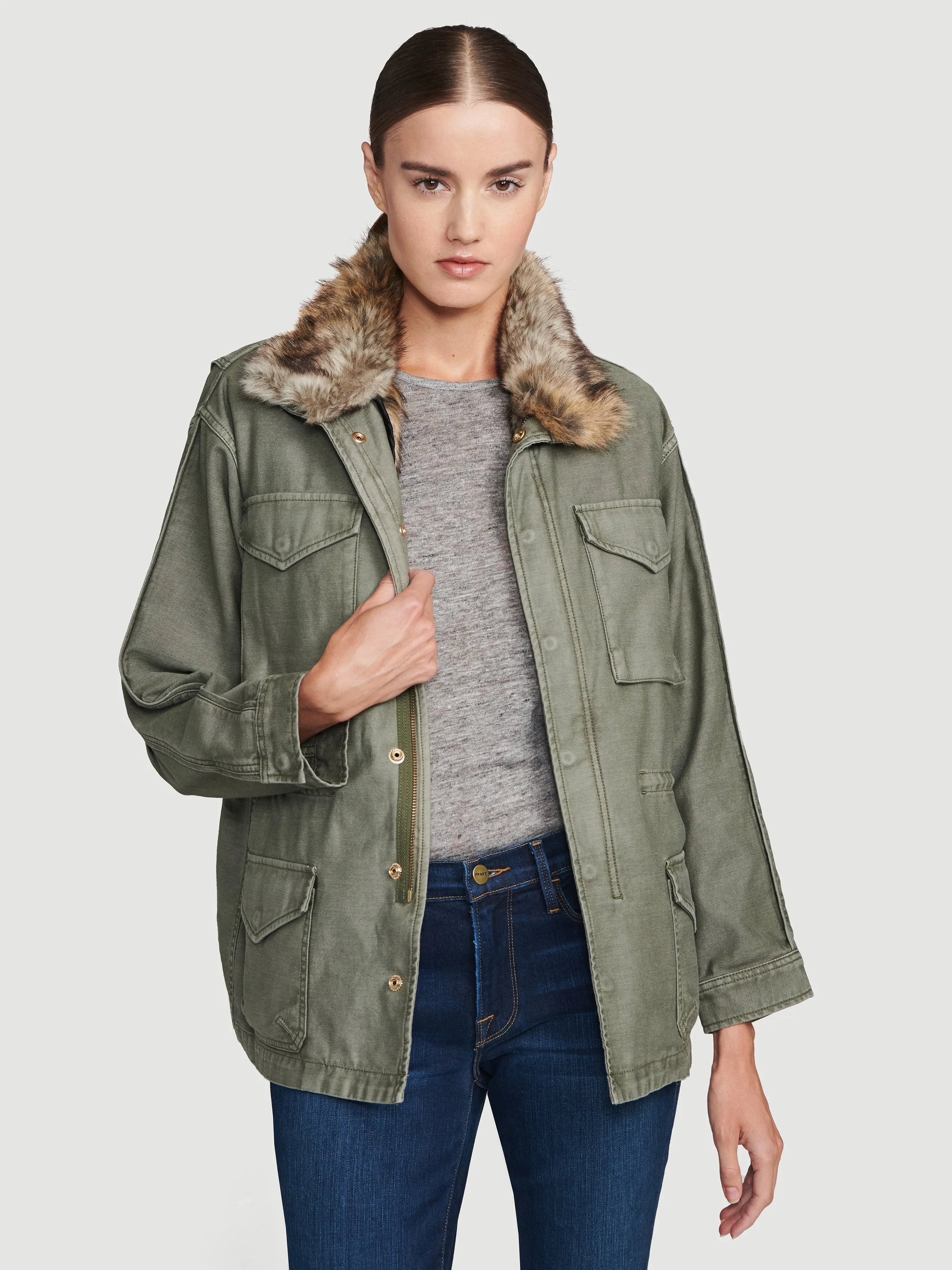 Service Jacket Faux Fur Lining -- Military