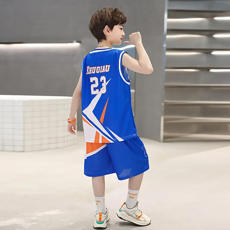 Sleeveless Basketball Shirts and Shorts Kids Bball Jersey Suit Quick Drying Sports Uniform