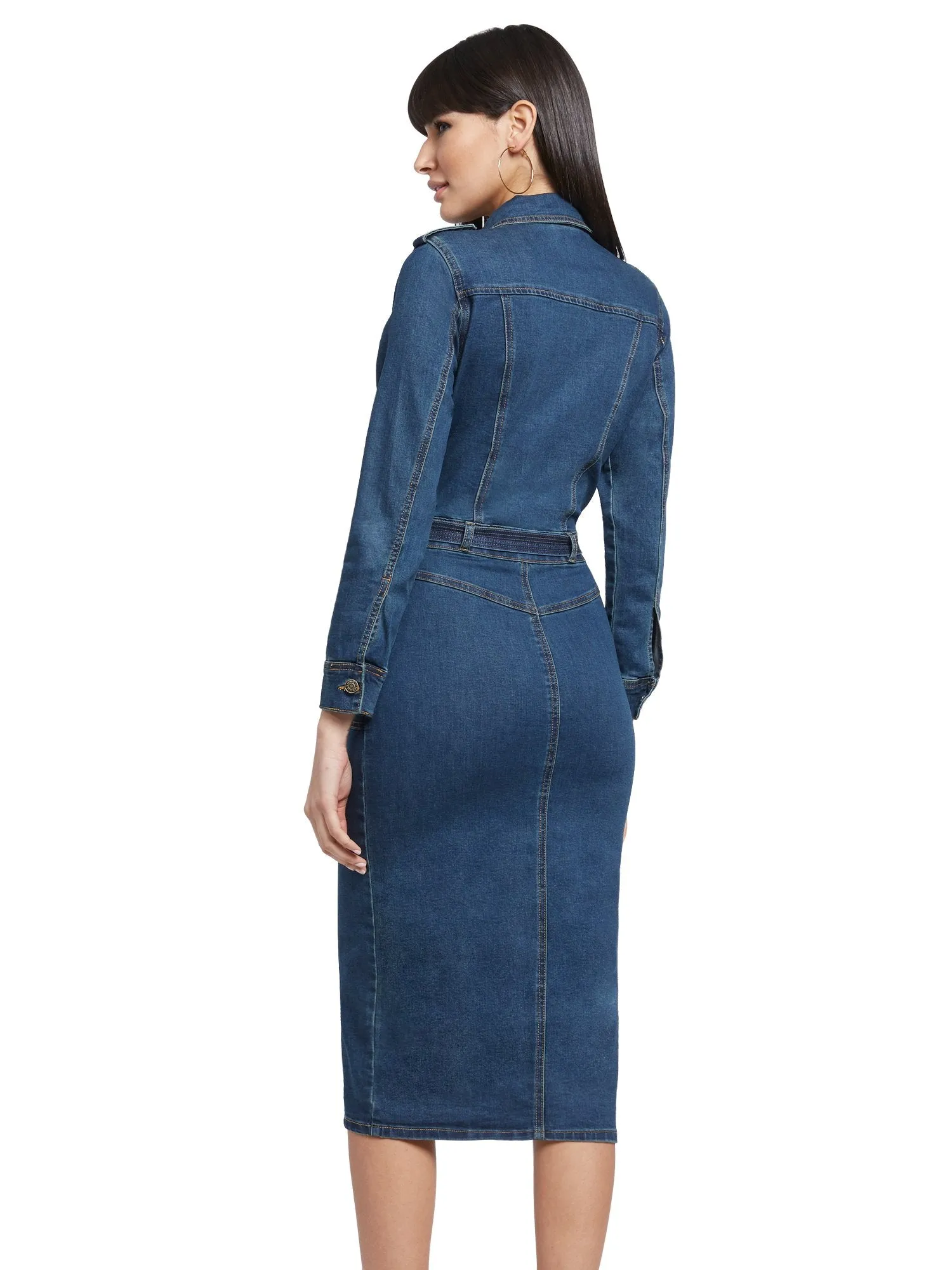 Tall Denim Utility Shirtdress - Dark Wash