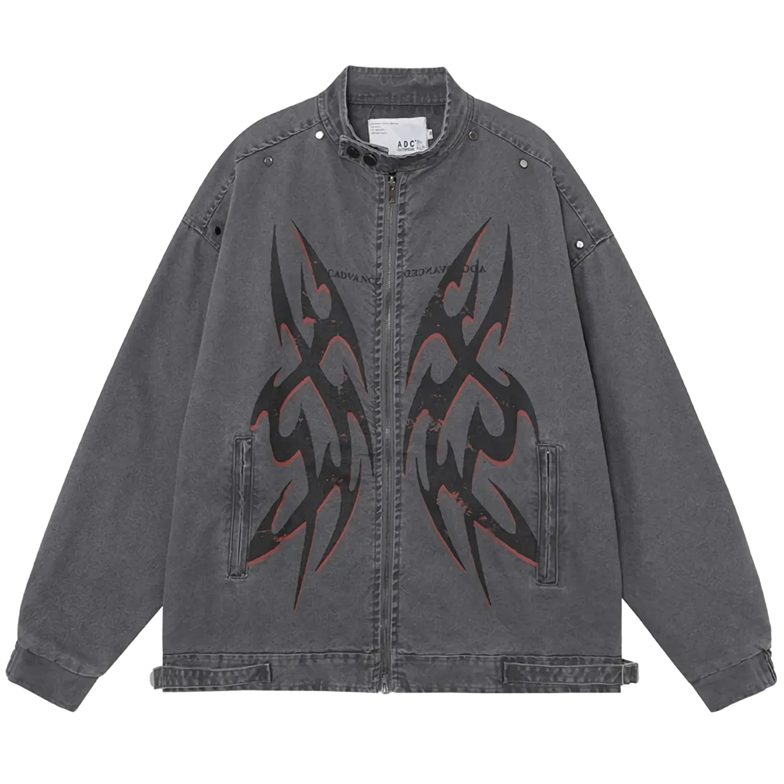 'Venom' Custom Print Zip Up Denim Jacket