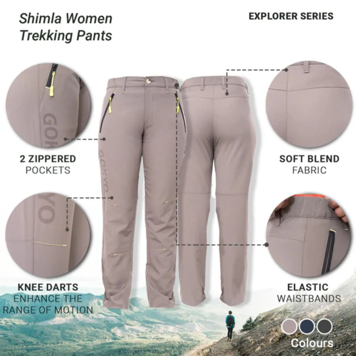 Women's Shimla Trekking Pants - Explorer Series - Dark Grey